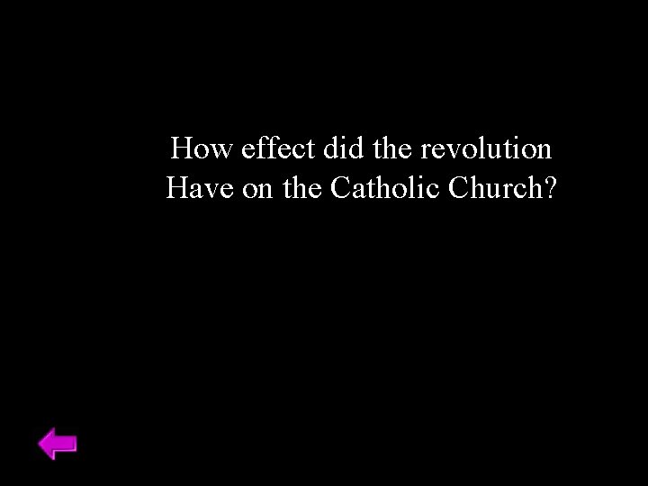 How effect did the revolution Have on the Catholic Church? 