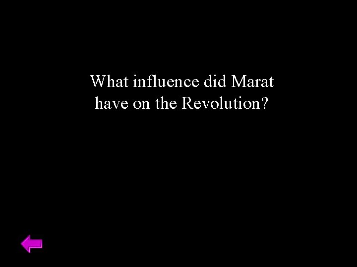 What influence did Marat have on the Revolution? 