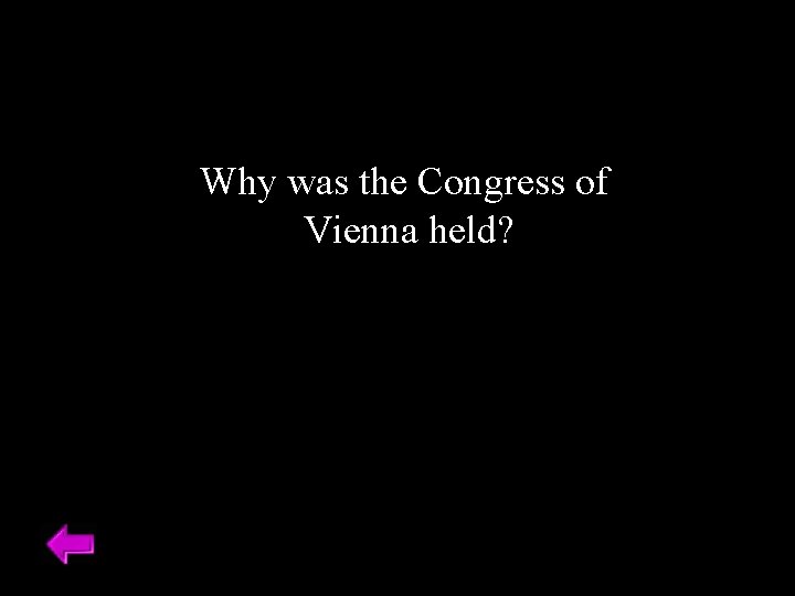 Why was the Congress of Vienna held? 