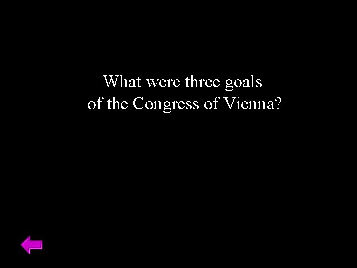 What were three goals of the Congress of Vienna? 