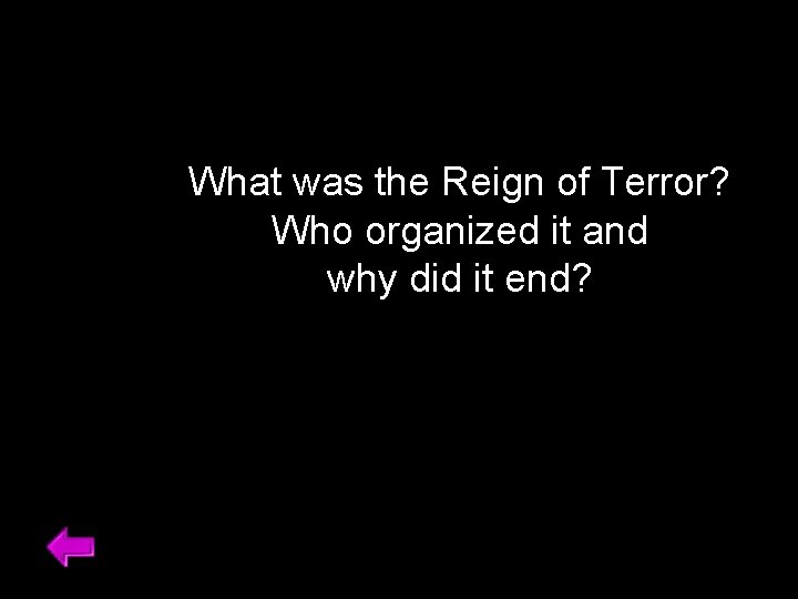 What was the Reign of Terror? Who organized it and why did it end?