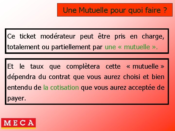 Une Mutuelle pour quoi faire ? Ce ticket modérateur peut être pris en charge,