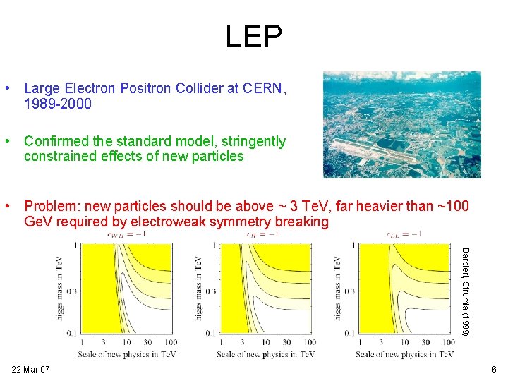 LEP • Large Electron Positron Collider at CERN, 1989 -2000 • Confirmed the standard