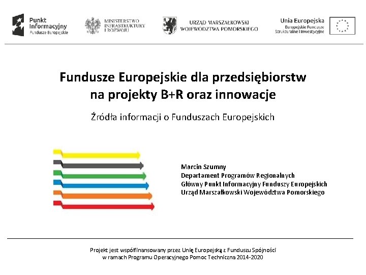 Fundusze Europejskie dla przedsiębiorstw na projekty B+R oraz innowacje Źródła informacji o Funduszach Europejskich