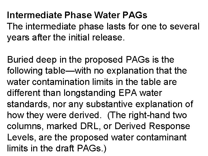 Intermediate Phase Water PAGs The intermediate phase lasts for one to several years after