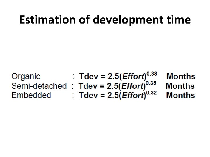 Estimation of development time 