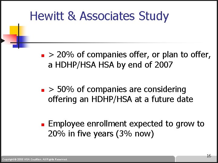 Hewitt & Associates Study n n n > 20% of companies offer, or plan