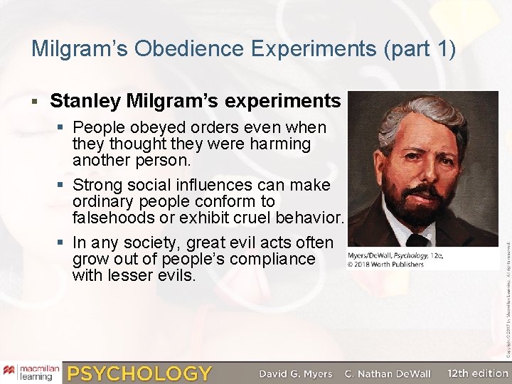 Milgram’s Obedience Experiments (part 1) § Stanley Milgram’s experiments § People obeyed orders even