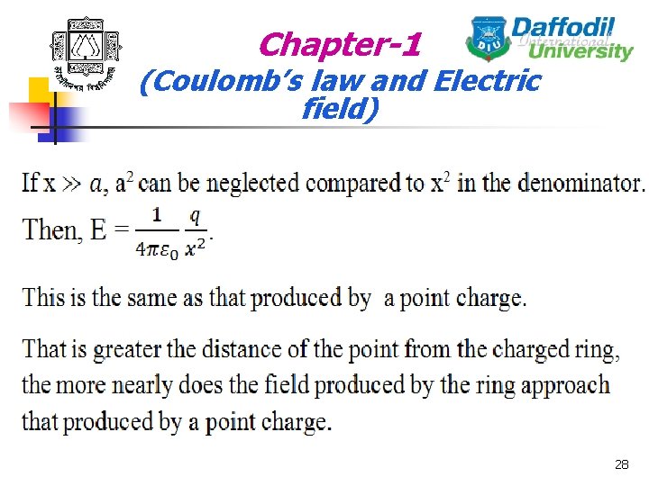 Chapter-1 (Coulomb’s law and Electric field) 28 