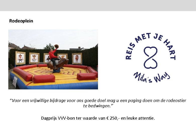 Rodeoplein “Voor een vrijwillige bijdrage voor ons goede doel mag u een poging doen