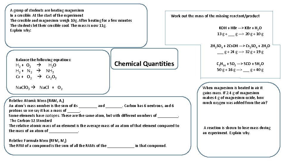 A group of students are heating magnesium In a crucible. At the start of A group of students are heating magnesium In a crucible. At the start of