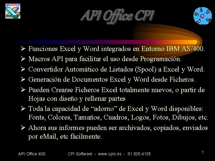 API Office CPI Funciones Excel y Word integrados