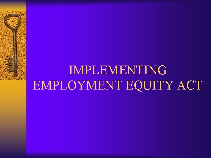 IMPLEMENTING EMPLOYMENT EQUITY ACT 
