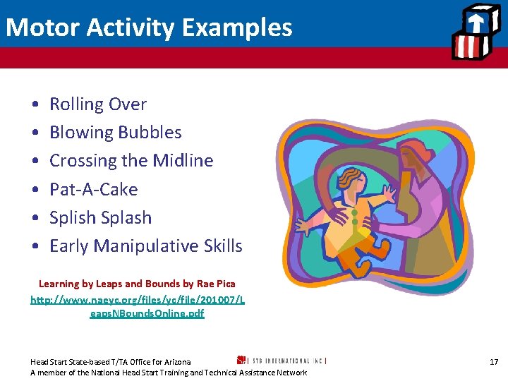 Motor Activity Examples • • • Rolling Over Blowing Bubbles Crossing the Midline Pat-A-Cake