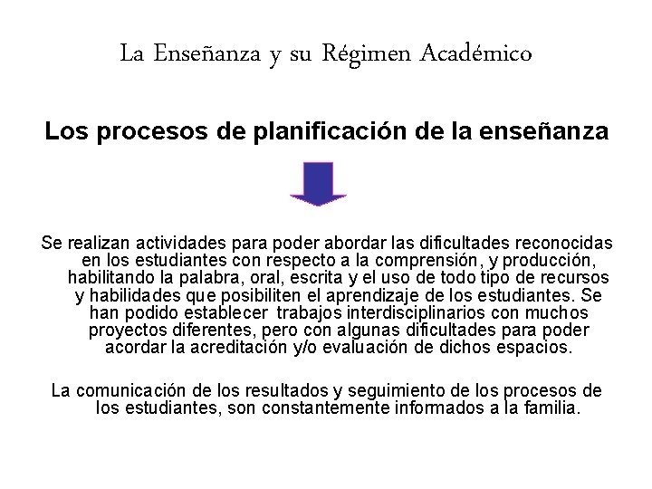 La Enseñanza y su Régimen Académico Los procesos de planificación de la enseñanza Se