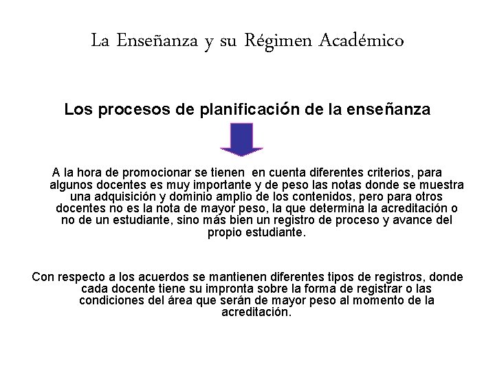 La Enseñanza y su Régimen Académico Los procesos de planificación de la enseñanza A