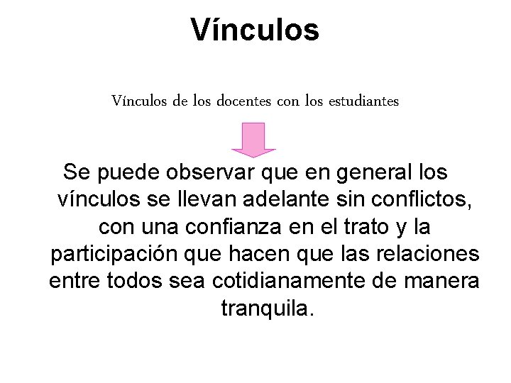 Vínculos de los docentes con los estudiantes Se puede observar que en general los