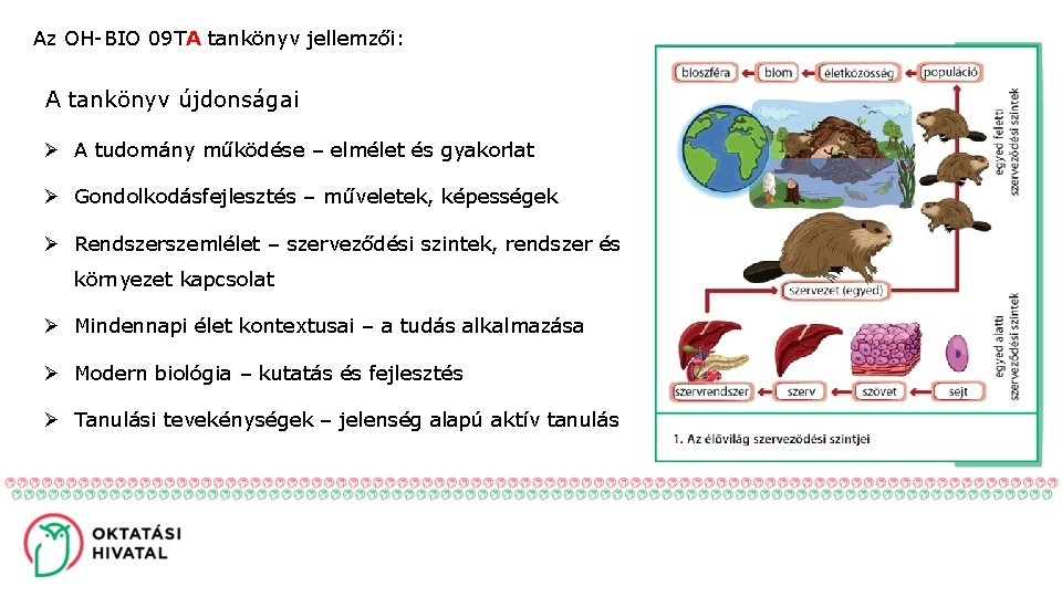 Az OH-BIO 09 TA tankönyv jellemzői: A tankönyv újdonságai Ø A tudomány működése –