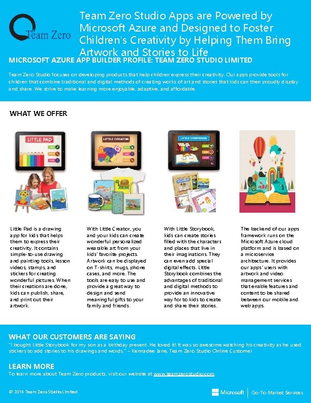 Team Zero Studio Apps are Powered by Microsoft