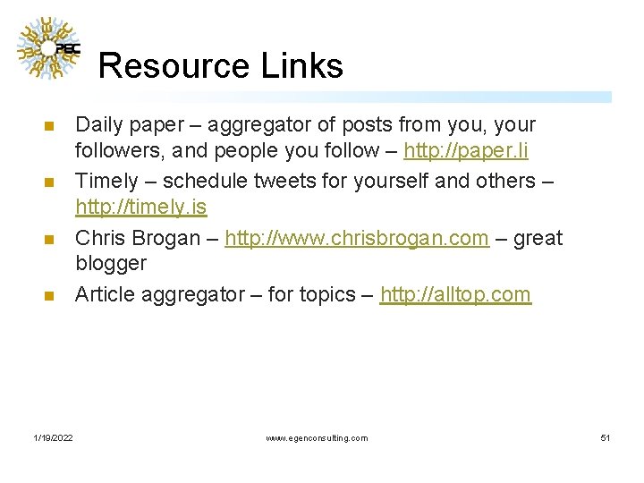 Resource Links n n 1/19/2022 Daily paper – aggregator of posts from you, your