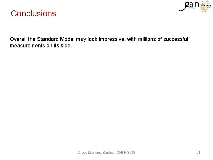 Conclusions Overall the Standard Model may look impressive, with millions of successful measurements on