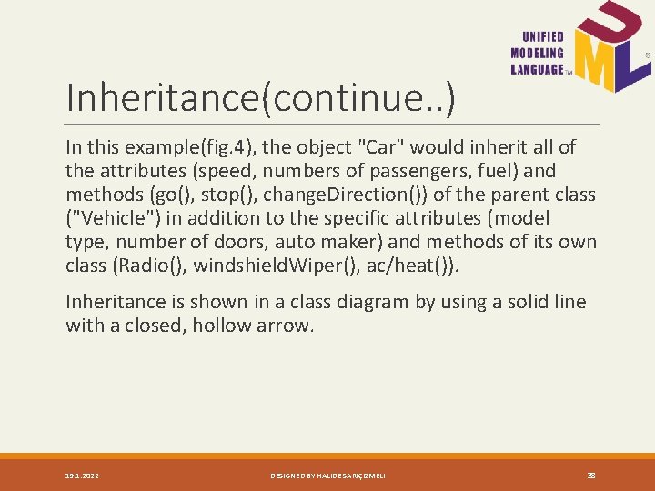 Inheritance(continue. . ) In this example(fig. 4), the object "Car" would inherit all of