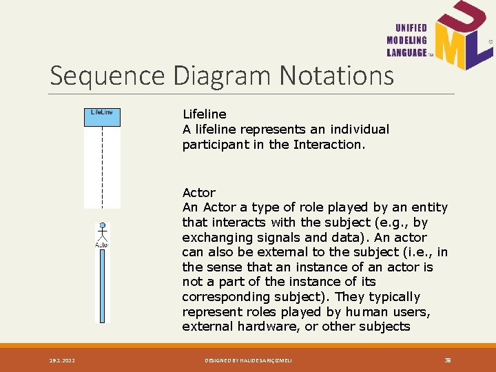 Sequence Diagram Notations Lifeline A lifeline represents an individual participant in the Interaction. Actor