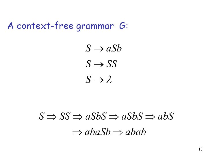 A context-free grammar G: 10 