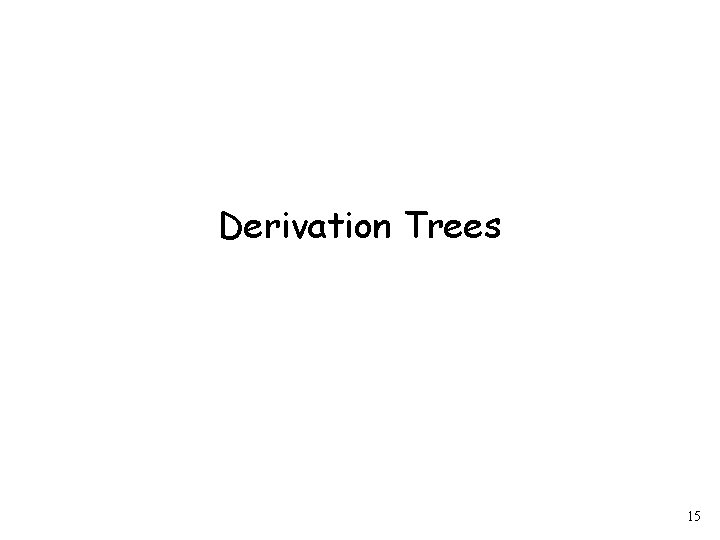 Derivation Trees 15 
