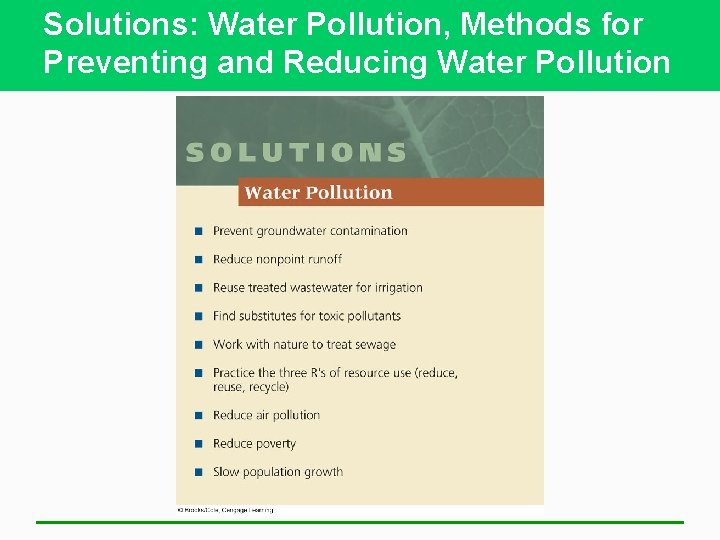 Solutions: Water Pollution, Methods for Preventing and Reducing Water Pollution 