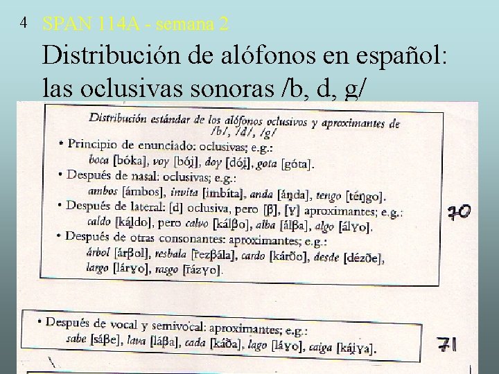 4 SPAN 114 A - semana 2 Distribución de alófonos en español: las oclusivas