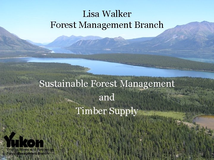 Lisa Walker Forest Management Branch Sustainable Forest Management and Timber Supply 1 