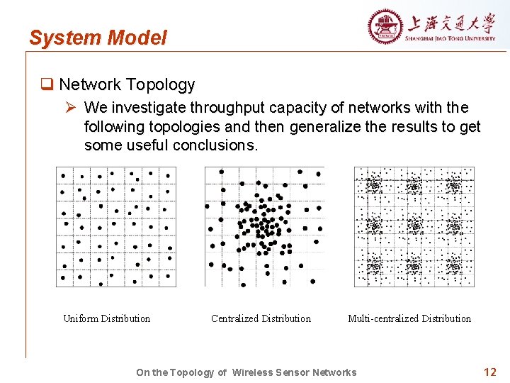 System Model q Network Topology Ø We investigate throughput capacity of networks with the