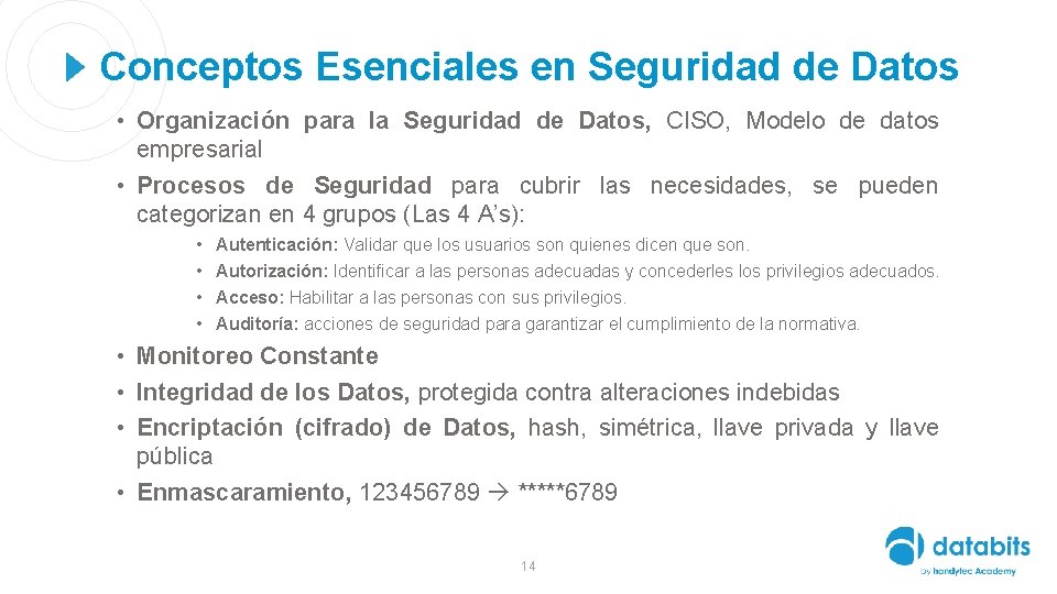 Conceptos Esenciales en Seguridad de Datos • Organización para la Seguridad de Datos, CISO,