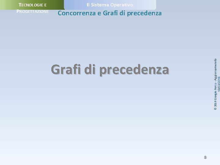 Il Sistema Operativo Concorrenza e Grafi di precedenza © 2016 Giorgio Porcu - Aggiornamennto