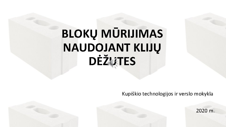BLOKŲ MŪRIJIMAS NAUDOJANT KLIJŲ DĖŽUTES Kupiškio technologijos ir verslo mokykla 2020 m. 