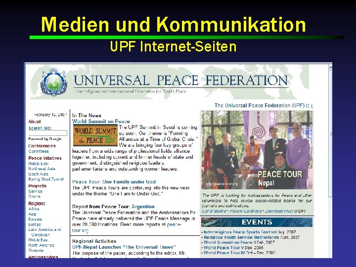 Medien und Kommunikation UPF Internet-Seiten 