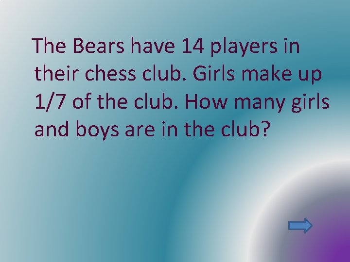 The Bears have 14 players in their chess club. Girls make up 1/7 of