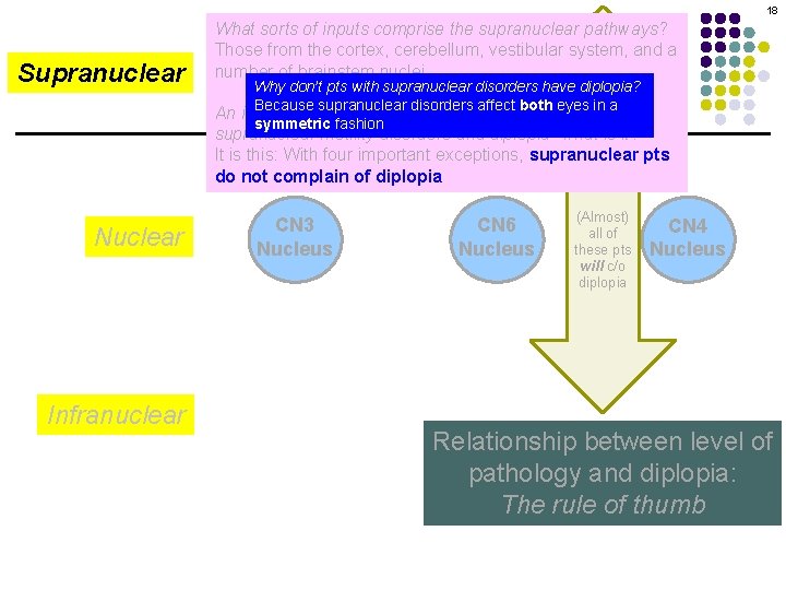 18 Supranuclear What sorts of inputs comprise the supranuclear pathways? Motility Disorders: Overview (Almost)