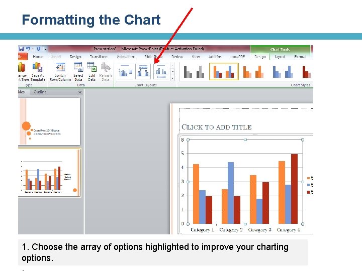 Formatting the Chart 1. Choose the array of options highlighted to improve your charting