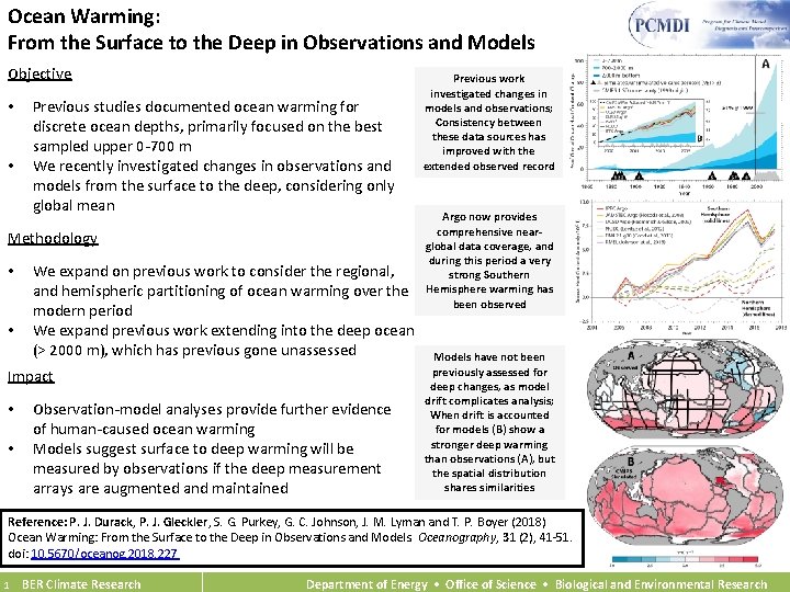 Ocean Warming: From the Surface to the Deep in Observations and Models Objective •