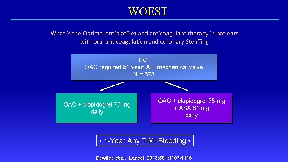 WOEST What is the Optimal antiplat. Elet and anticoagulant therapy in patients with oral