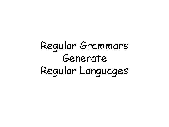 Regular Grammars Generate Regular Languages 