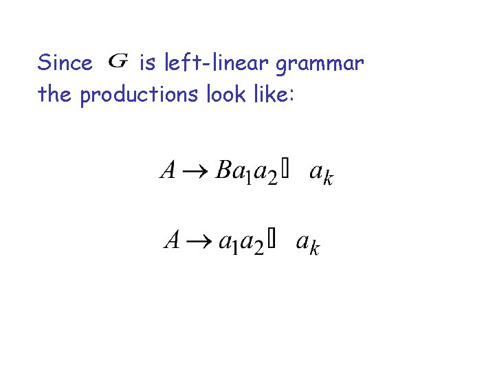 Since is left-linear grammar the productions look like: 