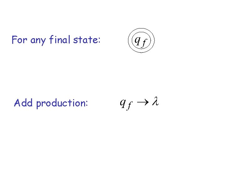 For any final state: Add production: 