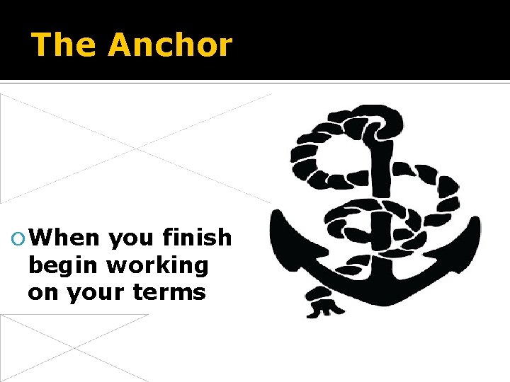 The Anchor When you finish begin working on your terms 