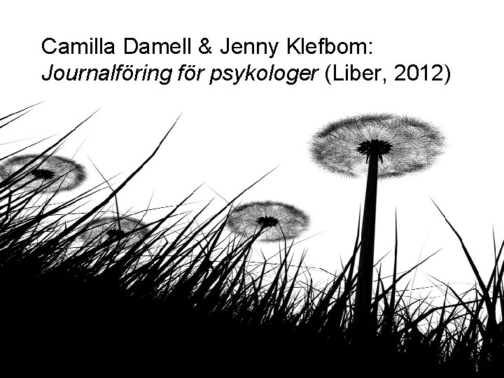 Camilla Damell & Jenny Klefbom: Journalföring för psykologer (Liber, 2012) 