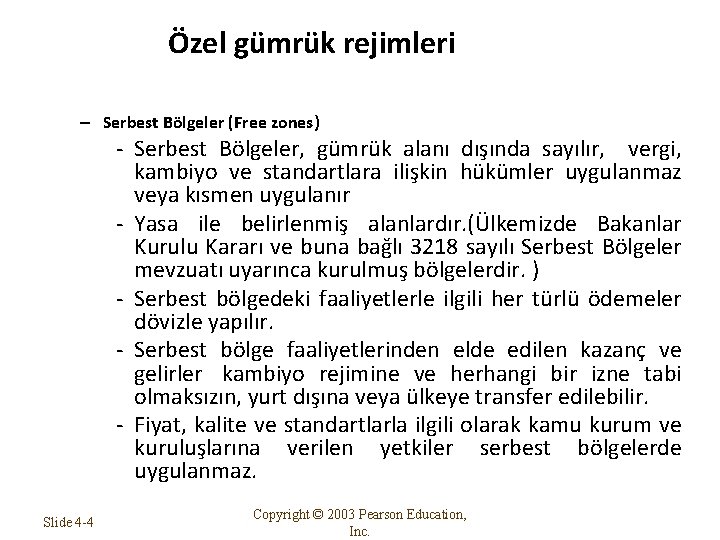 Özel gümrük rejimleri – Serbest Bölgeler (Free zones) - Serbest Bölgeler, gümrük alanı dışında