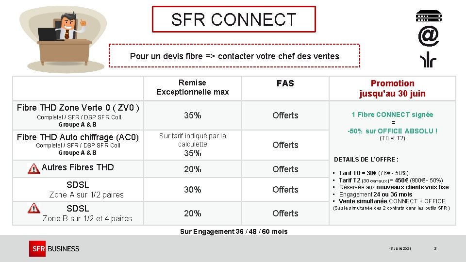 SFR CONNECT @ Pour un devis fibre => contacter votre chef des ventes Fibre