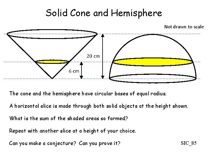 Solid Cone and Hemisphere Not drawn to scale The cone and the hemisphere have